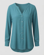Ladies Airy V-Neck Crêpe Blouse Shirt-Fashion Glam