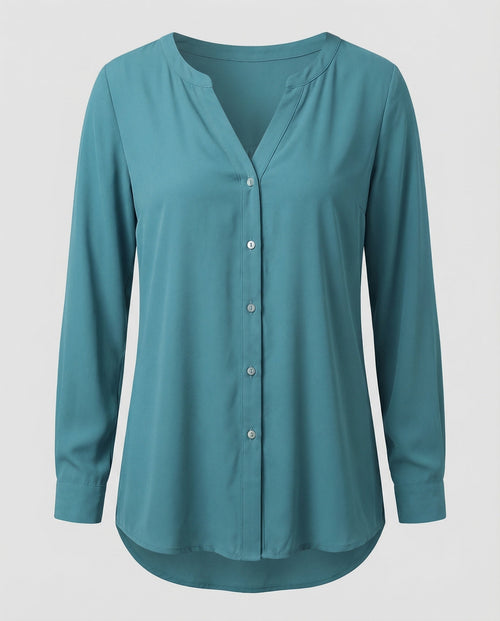 Ladies Airy V-Neck Crêpe Blouse Shirt-Fashion Glam
