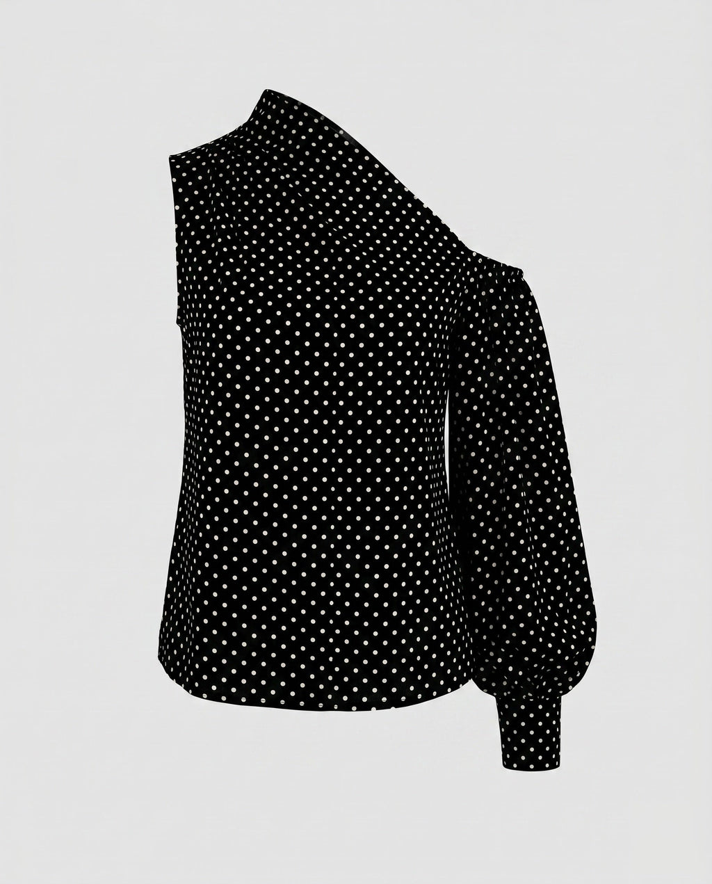 Ladies asymmetrical blouse shirt with puff sleeves-Fashion Glam