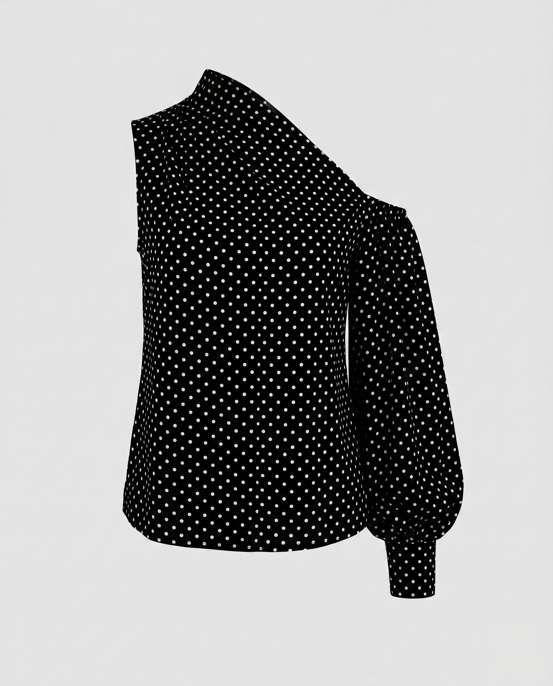 Ladies asymmetrical blouse shirt with puff sleeves-Fashion Glam