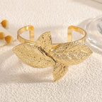 Ladies' bangle with artistic leaf design Fashion Glam-Fashion Glam