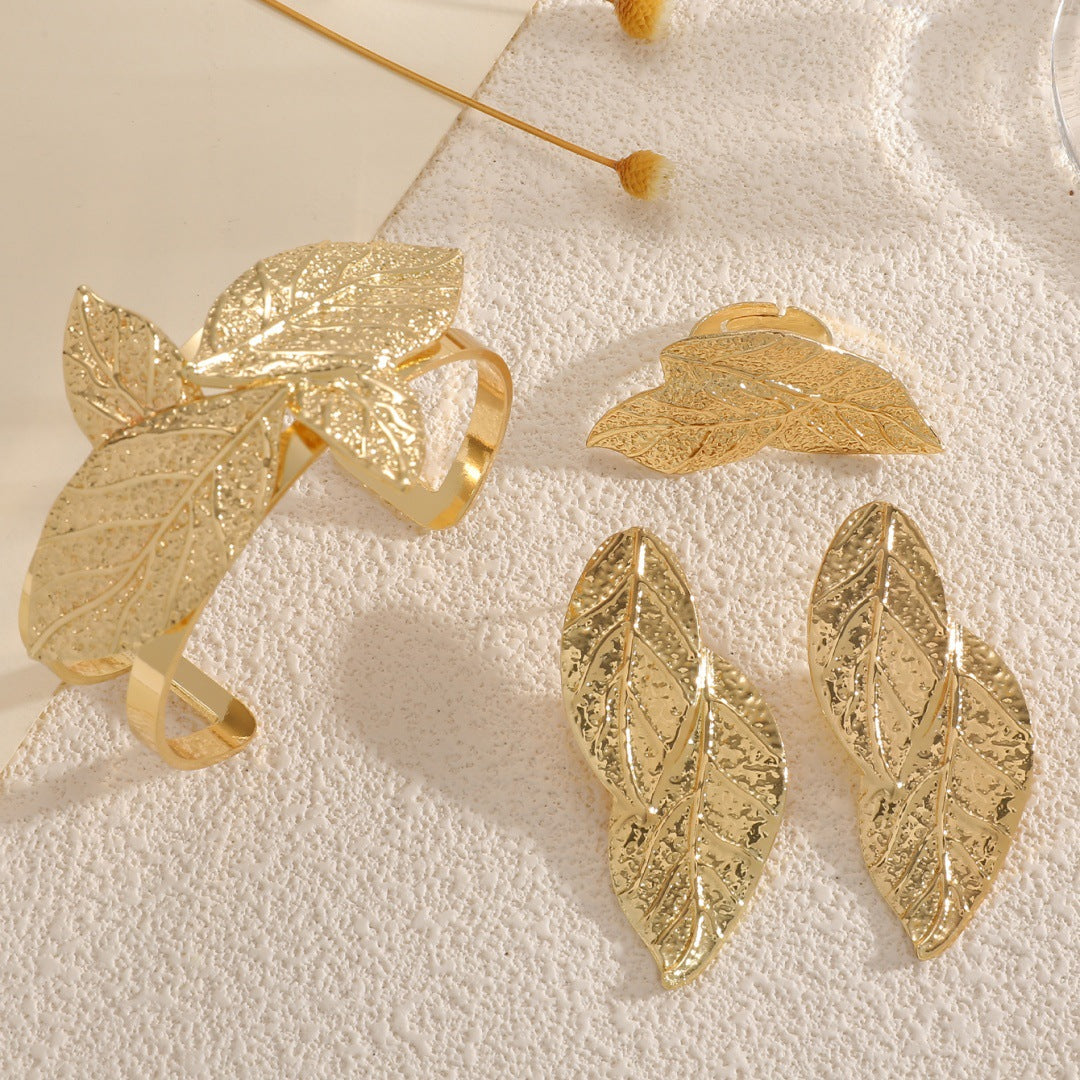 Ladies' bangle with artistic leaf design Fashion Glam-Fashion Glam