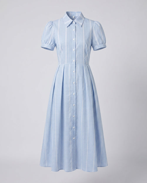 Ladies blouse dress with tailored design and elegant check pattern-Fashion Glam