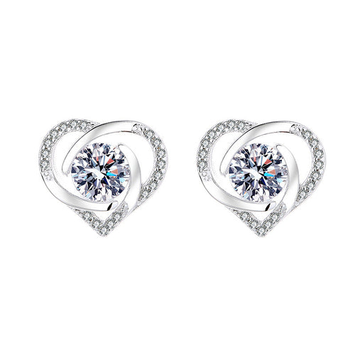 Ladies earrings in elegant heart design with shimmering zirconia Fashion Glam-Fashion Glam