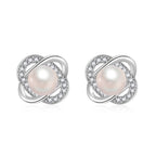 Ladies earrings with artistic pearl design and sparkling zirconia Fashion Glam-Fashion Glam