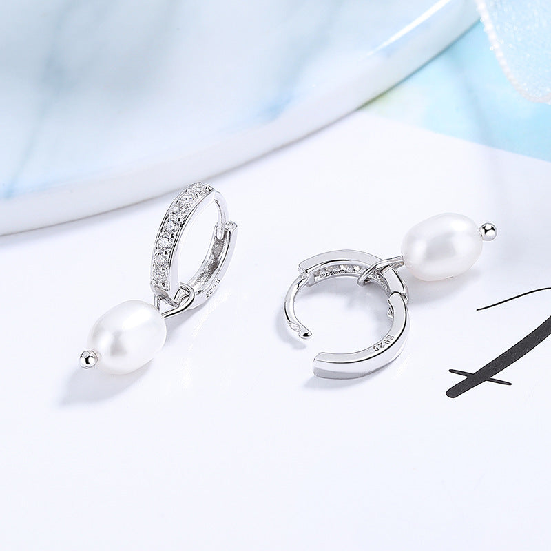 Ladies earrings with elegant zirconia decorations and pearl pendants Fashion Glam-Fashion Glam
