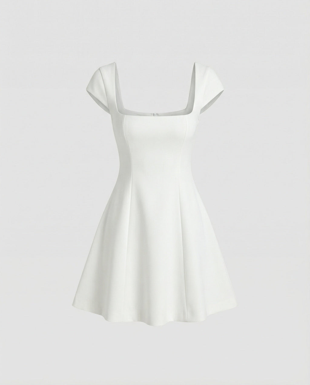Ladies elegant cocktail dress with square neckline and flared skirt-Fashion Glam