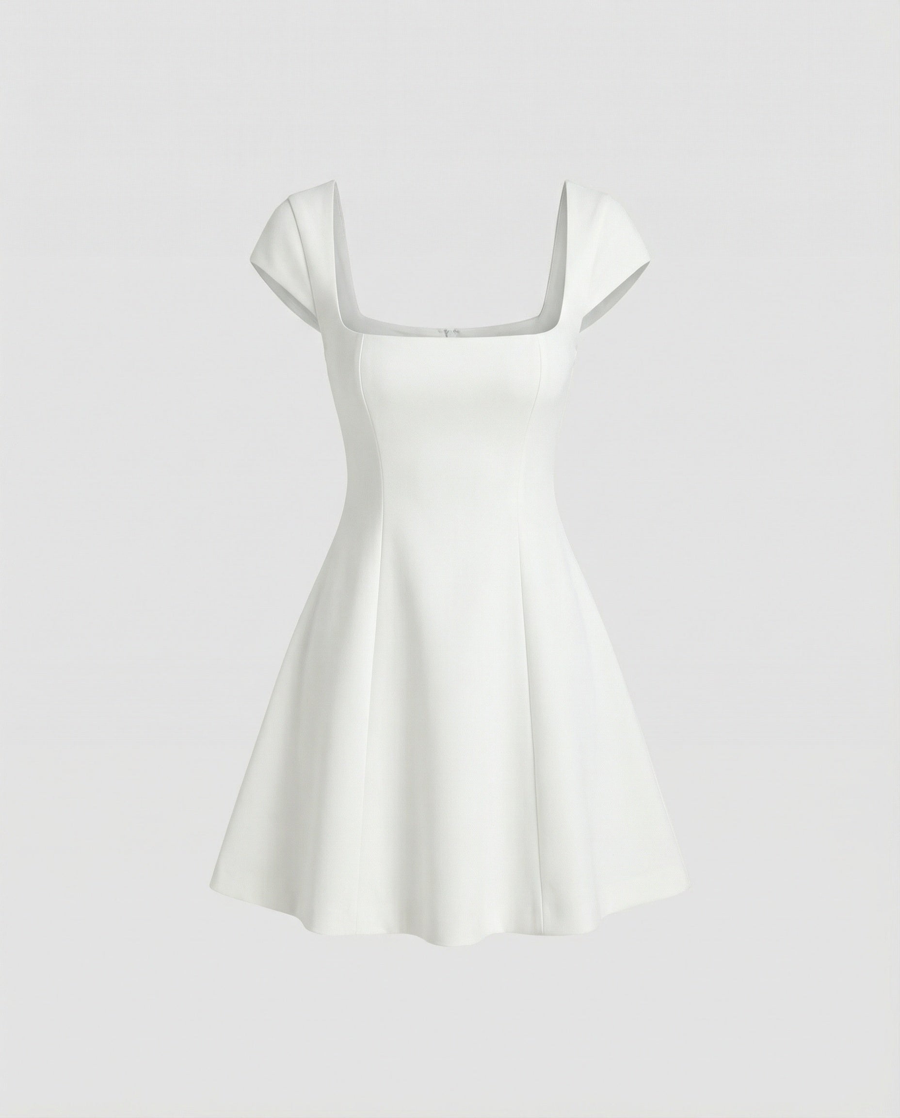 Ladies elegant cocktail dress with square neckline and flared skirt-Fashion Glam