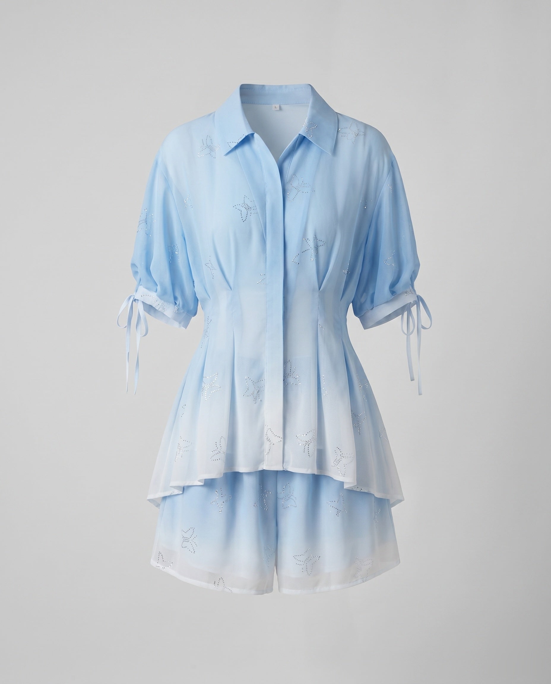 Ladies elegant cut blouse set with bright star pattern Fashion Glam-Fashion Glam