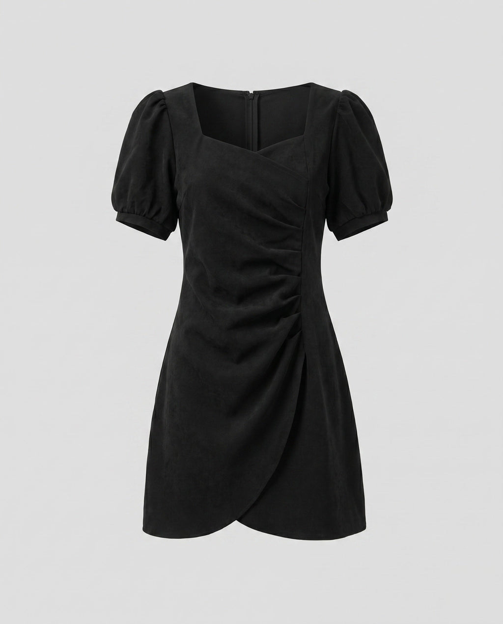 Ladies Elegant Mini Dress with Puff Sleeves and Wrap Look-Fashion Glam