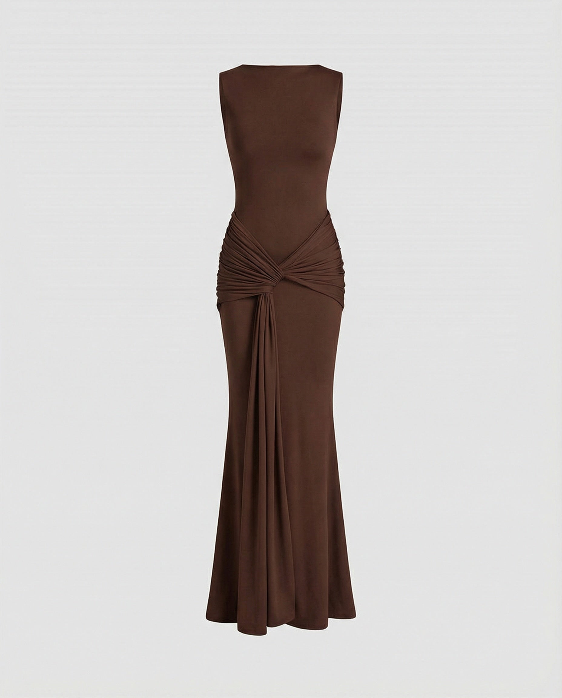 Ladies Elegant Wrap Maxi Dress with High Slit and Sophisticated Draping-Fashion Glam