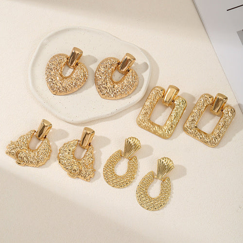 Ladies Hanging Earrings in Modern Rectangular Design Fashion Glam-Fashion Glam