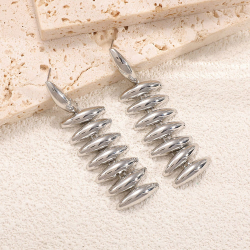 Ladies Hanging Earrings in Modern Spiral Design Fashion Glam-Fashion Glam