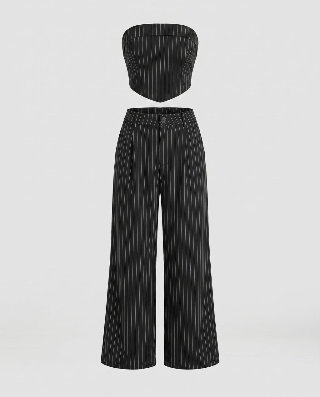 Ladies High-Quality Stripe Set consisting of Crop Top and Wide Cut Pants-Fashion Glam