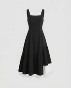 Ladies Long Dress with Chic Ruffle Detail and Classic Shirt Collar-Fashion Glam