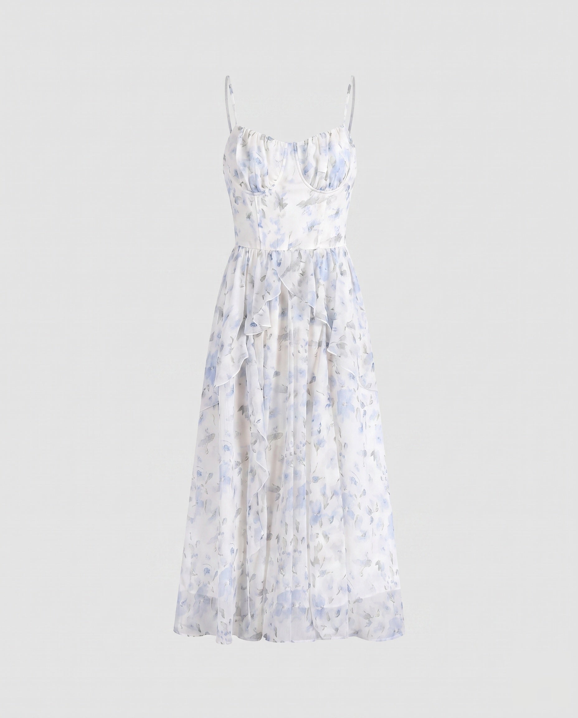 Ladies Maxi Dress with delicate ruffles and flowing fabric-Fashion Glam