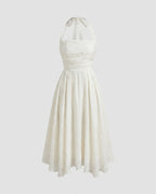 Ladies' maxi dress with elegant gathered top and flowing skirt-Fashion Glam