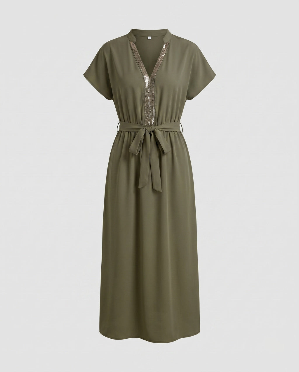 Ladies Maxi Dress with stylish waist belt and elegant button design-Fashion Glam