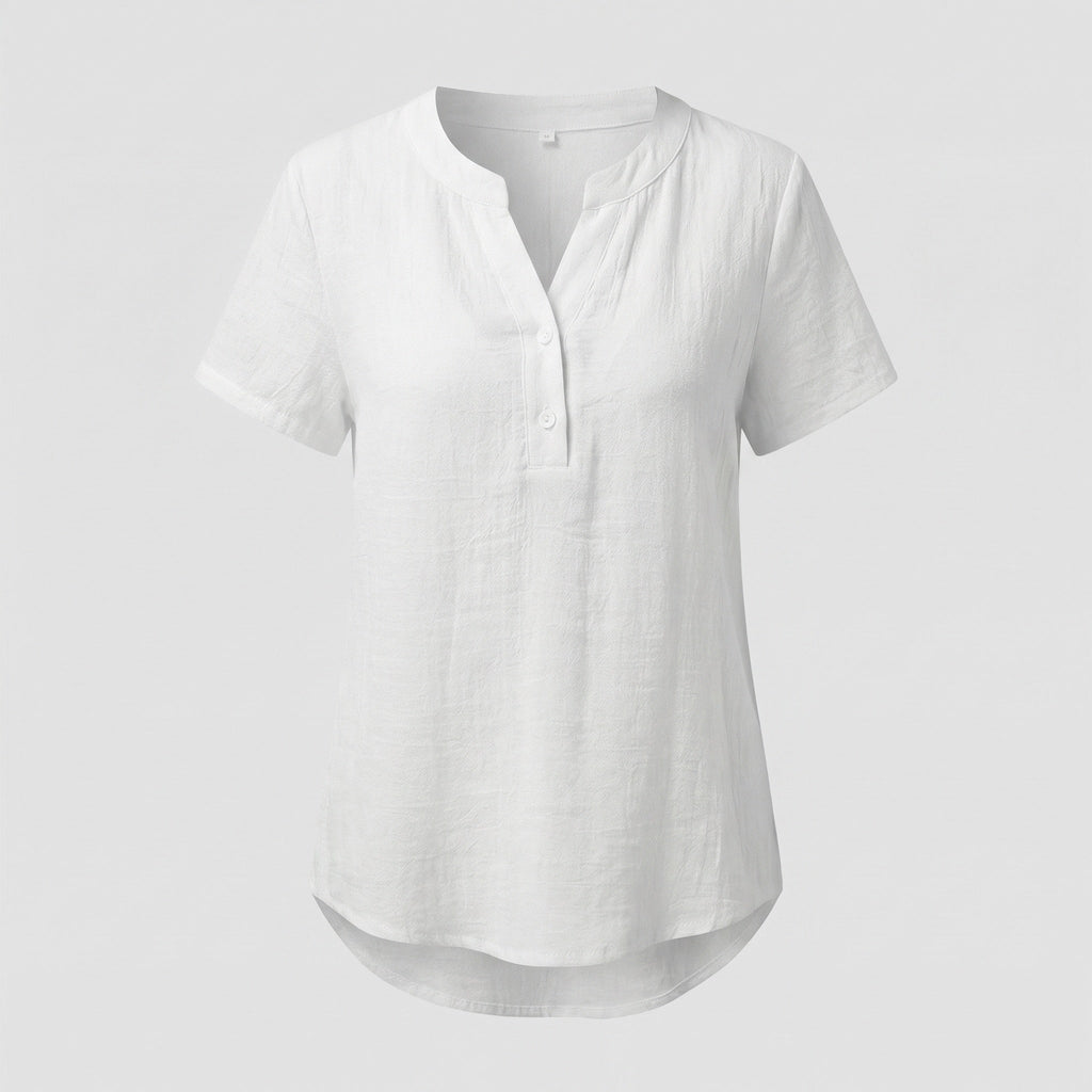 Ladies Muslin Short Button Blouse Shirt-Fashion Glam