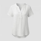 Ladies Muslin Short Button Blouse Shirt-Fashion Glam