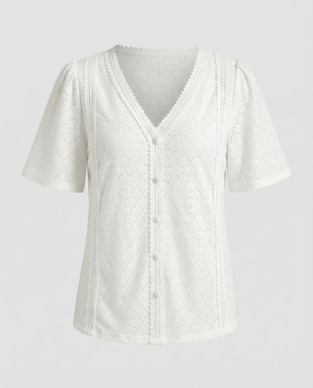 Ladies perforated pattern A-line blouse top-Fashion Glam