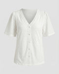 Ladies perforated pattern A-line blouse top-Fashion Glam