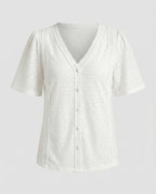 Ladies perforated pattern A-line blouse top-Fashion Glam