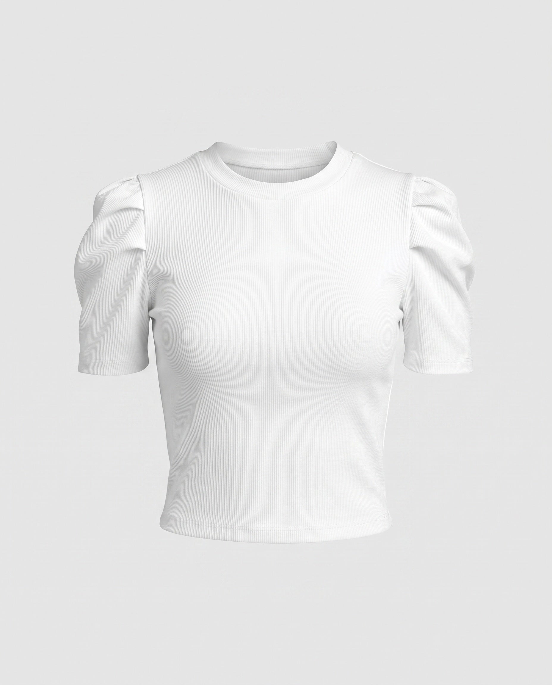 Ladies Short-Sleeved Blouse Top with Puff Sleeves and Figure-Hugging Cut Fashion Glam-Fashion Glam