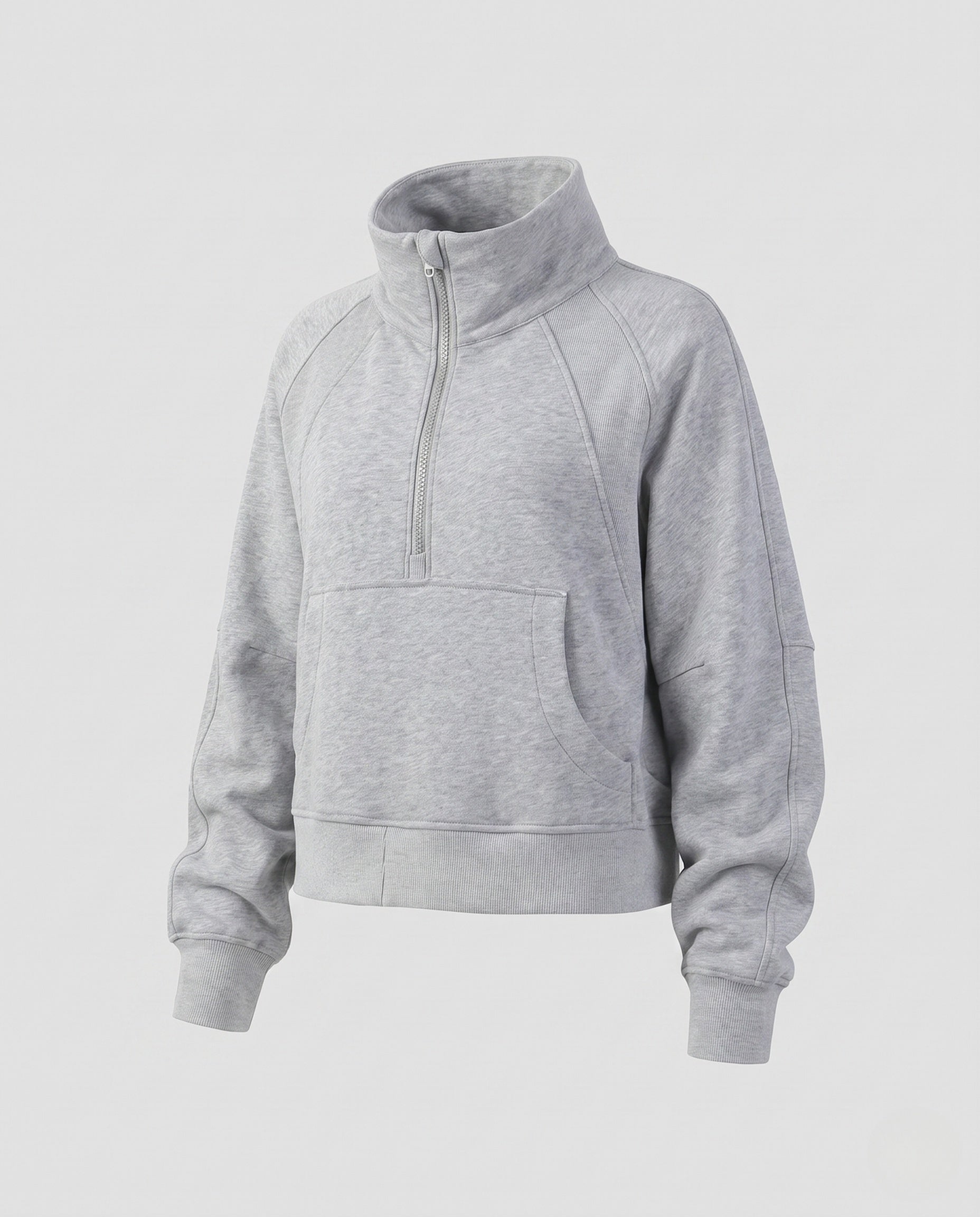 Ladies Sporty Cropped Hoodie with High Collar and Kangaroo Pocket Fashion Glam-Fashion Glam