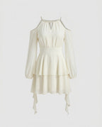 Ladies Stylish Off-Shoulder Dress with Elegant Puff Sleeves-Fashion Glam