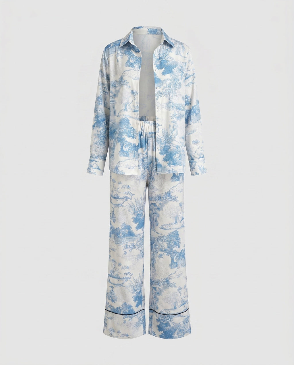 Ladies summer leisure outfit with lightweight shirt and wide pants-Fashion Glam