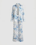 Ladies summer leisure outfit with lightweight shirt and wide pants-Fashion Glam