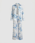 Ladies summer leisure outfit with lightweight shirt and wide pants-Fashion Glam