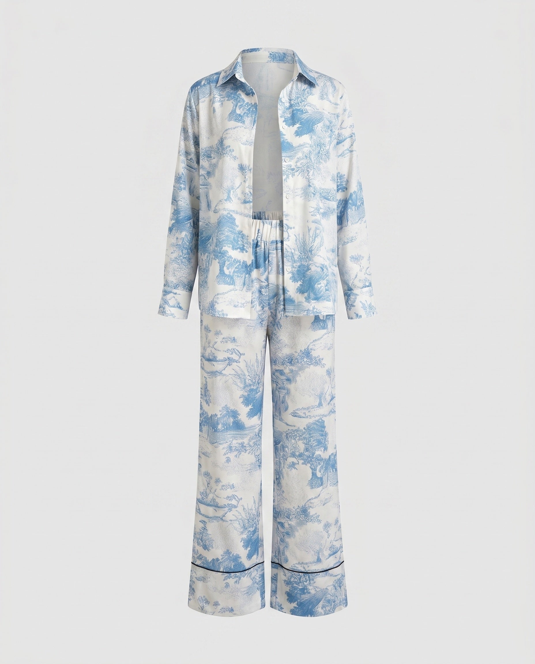 Ladies summer leisure outfit with lightweight shirt and wide pants-Fashion Glam
