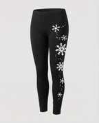 Ladies Thermal Leggings with Snowflake Print-Fashion Glam