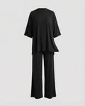 Ladies two-piece jersey set with palazzo pants-Fashion Glam