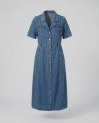 Leisure dress women denim midi dress-Fashion Glam