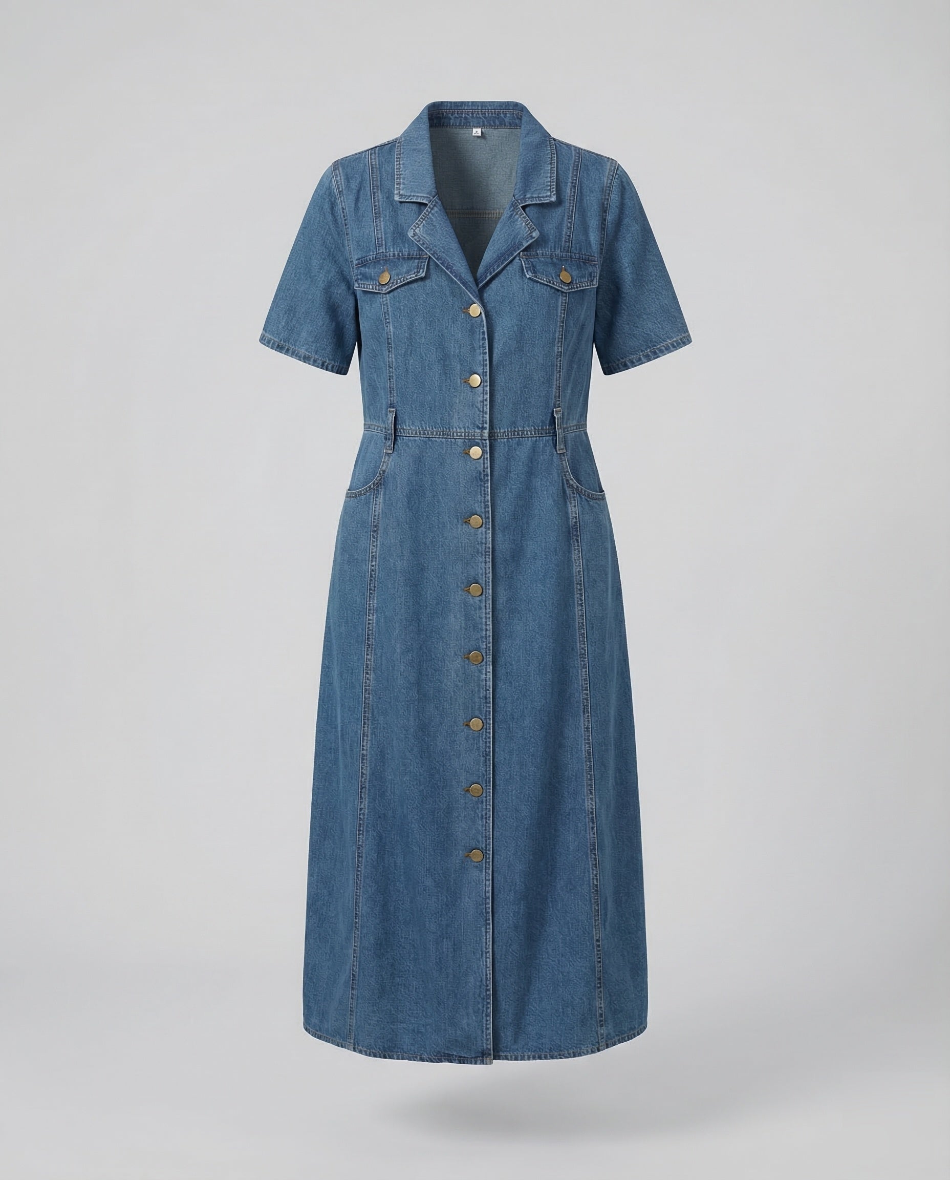 Leisure dress women denim midi dress-Fashion Glam