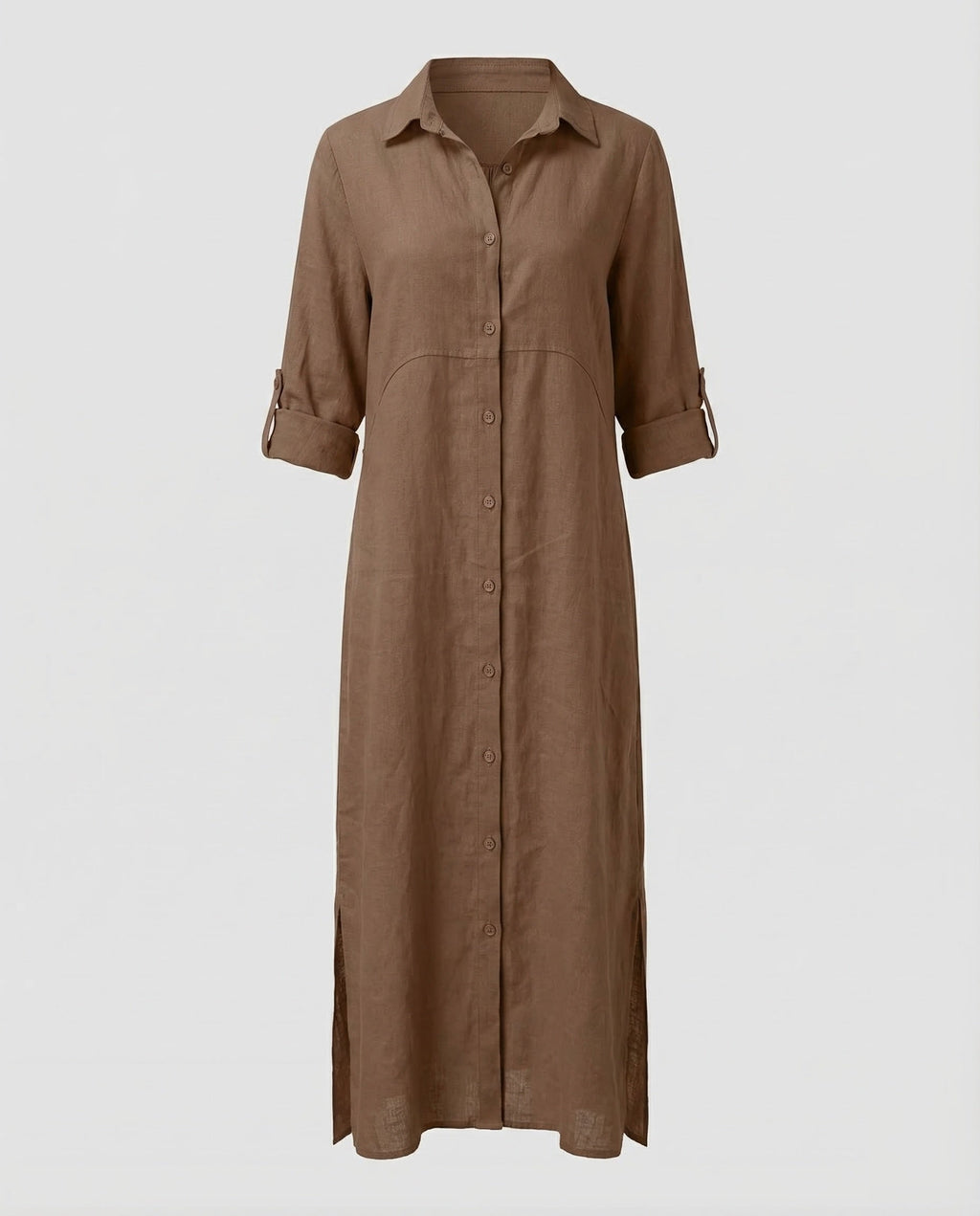 Linen Maxi Dress Women with Button Placket-Fashion Glam