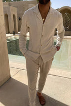 Fashion Glam | Set of Shirt and Pants – Loose-fit Long Sleeve Shirt with Button Placket & Breathable, Lightweight Pants