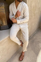 Fashion Glam | Set of Shirt and Pants – Loose-fit Long Sleeve Shirt with Button Placket & Breathable, Lightweight Pants