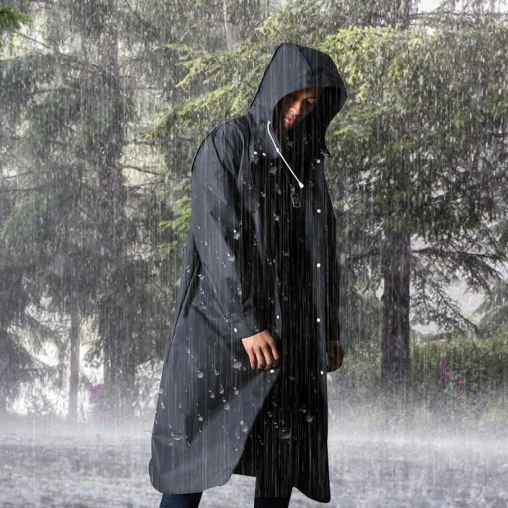Fashion Glam | Longer waterproof raincoat for men with hood