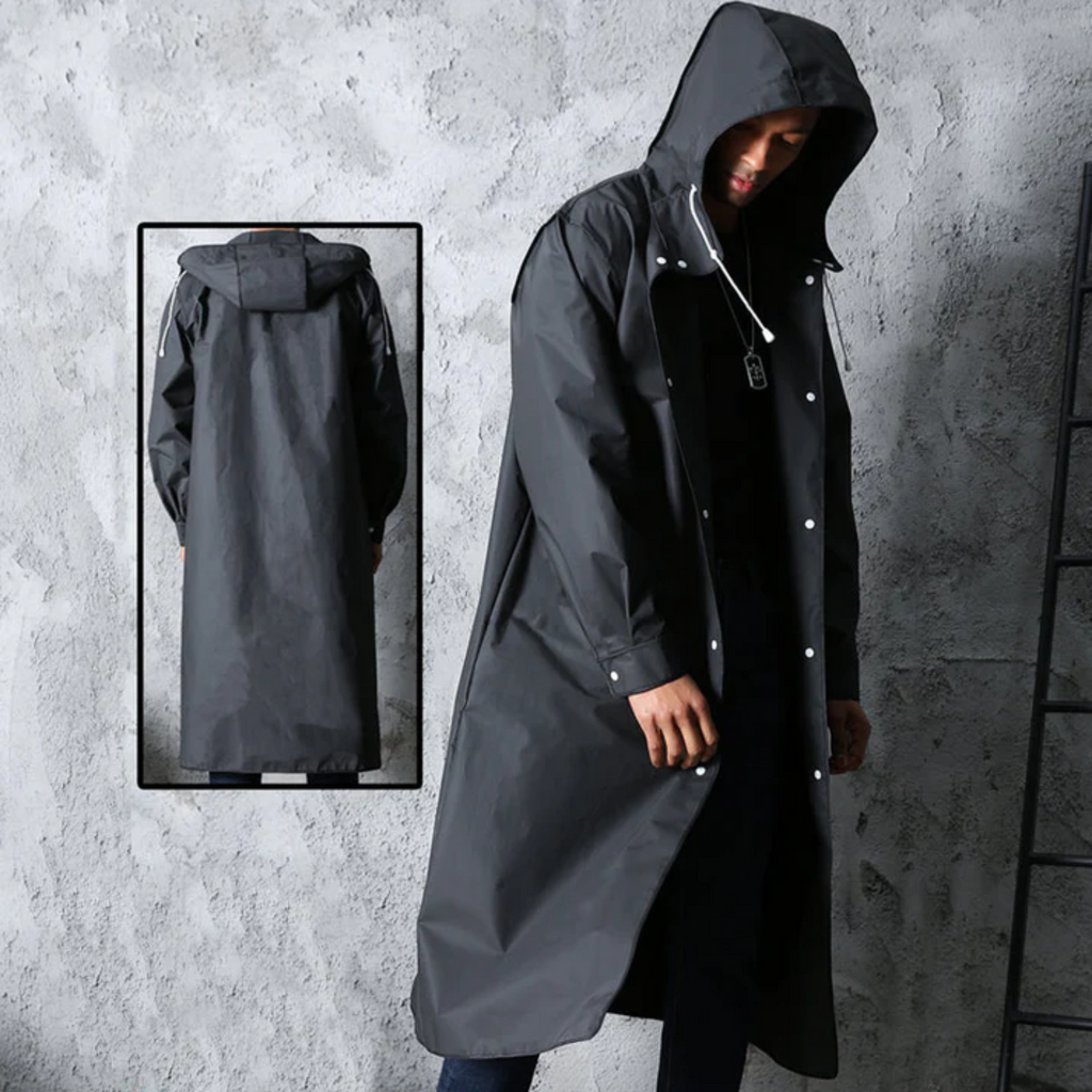 Fashion Glam | Longer waterproof raincoat for men with hood