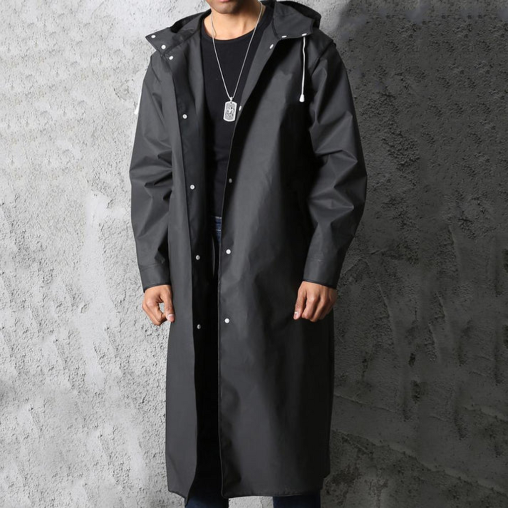 Fashion Glam | Longer waterproof raincoat for men with hood