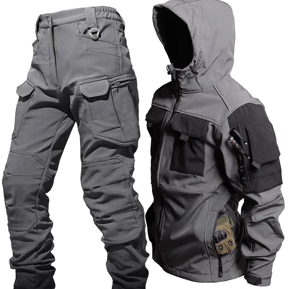 Fashion Glam | Men's Outdoor Tactical Hooded Jacket and Cargo Pants Set