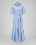 Maxi dress women shirt dress with belt-Fashion Glam