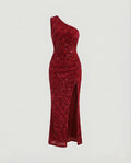 One Shoulder Maxi Dress Sequins Women-Fashion Glam