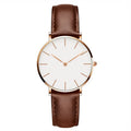 Fashion Glam | Round Timeless Minimalistic Watch With Leather Strap For Women