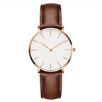 Fashion Glam | Round Timeless Minimalistic Watch With Leather Strap For Women