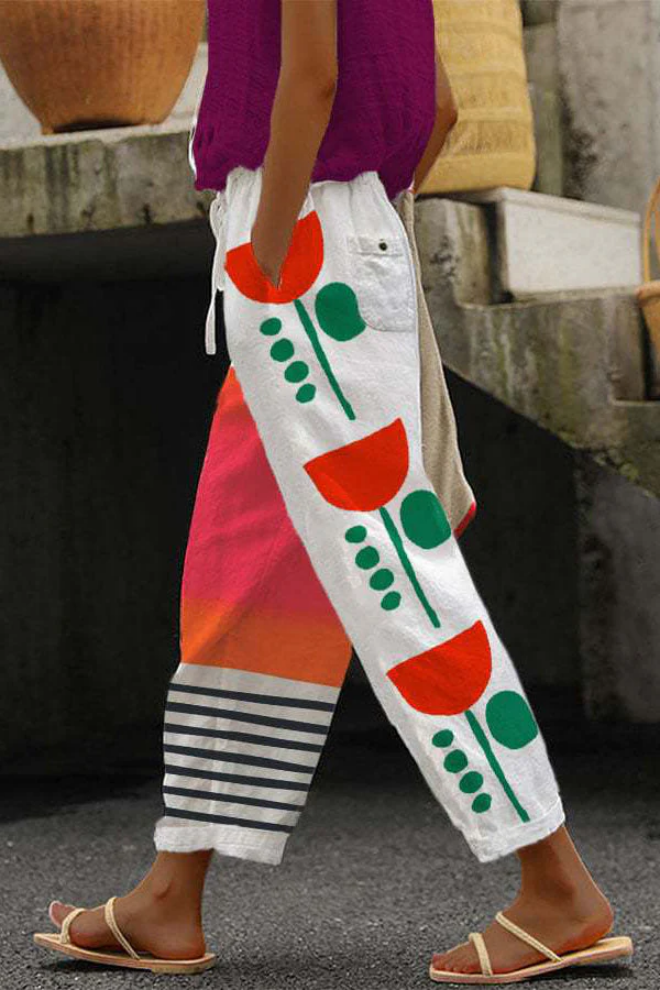 Fashion Glam | Casual Unique Printed Button Pocket Pants